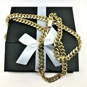 10K YELLOW GOLD NECKLACE IN CUBAN LINK 24"